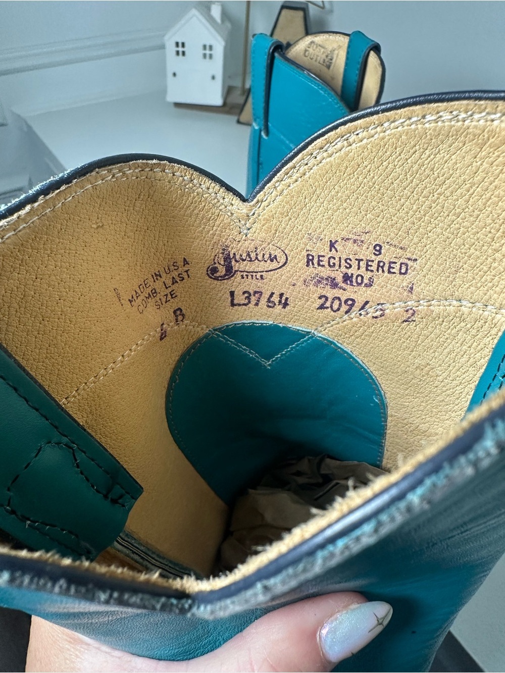 Vintage Justin Boots Womens 6B Turquoise Blue Cowboy USA Made Western Cowgirl - Picture 10 of 10
